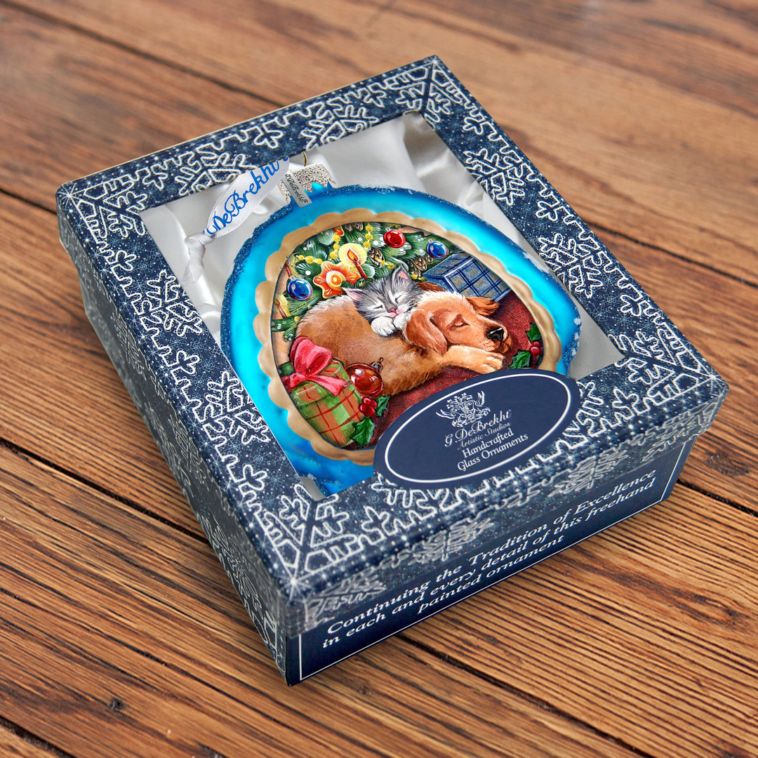 Holiday Splendor 4'' Handmade Glass Animals Holiday Shaped Ornament G Debrekht