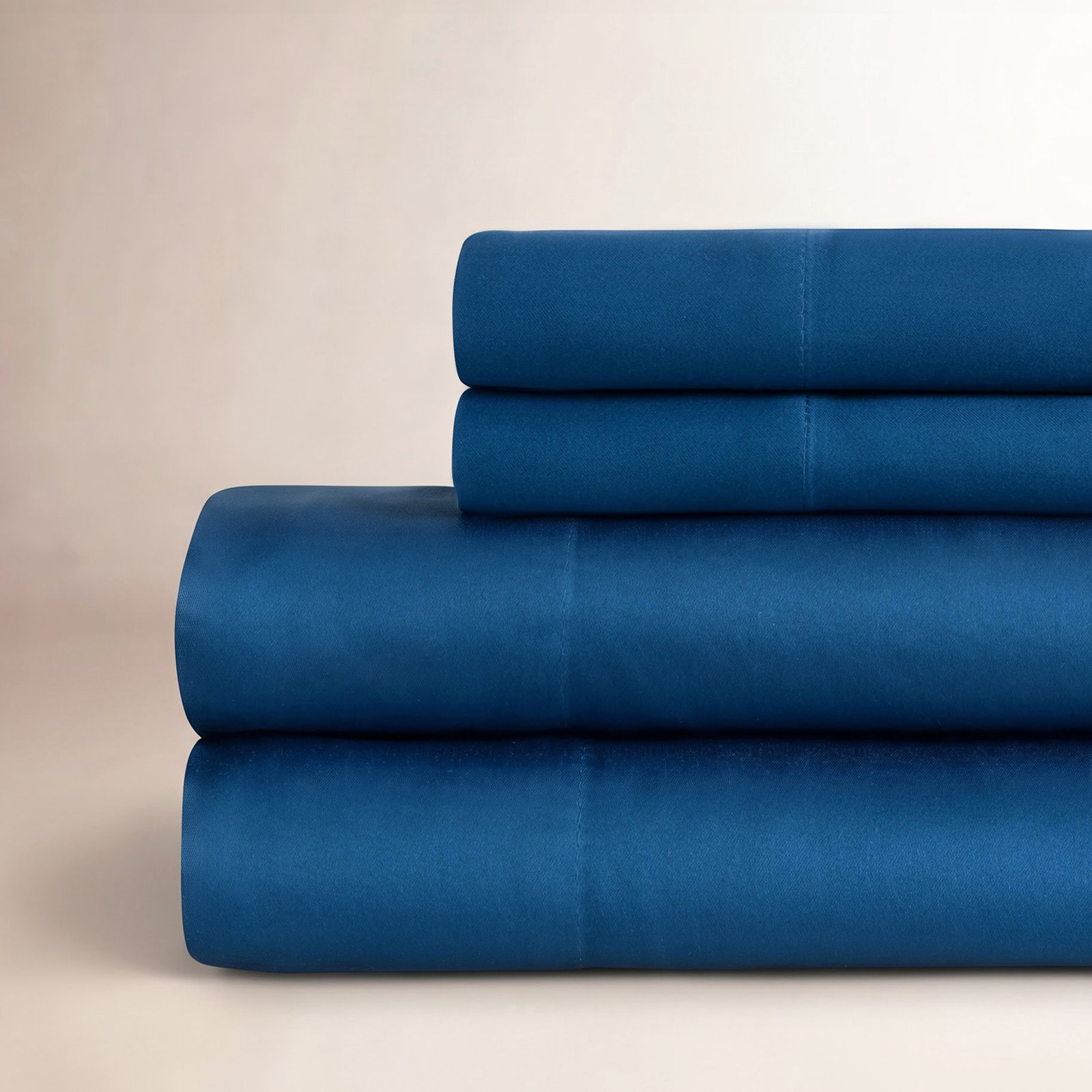Portia Cotton Sheet Set, King Sheet Set + Fitted Sheet + 2 Pillowcases, True Navy