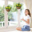 Set of two artificial hanging lisianthus flower pots