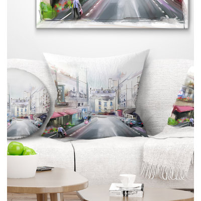 City Street - Cityscape Printed Throw Pillow