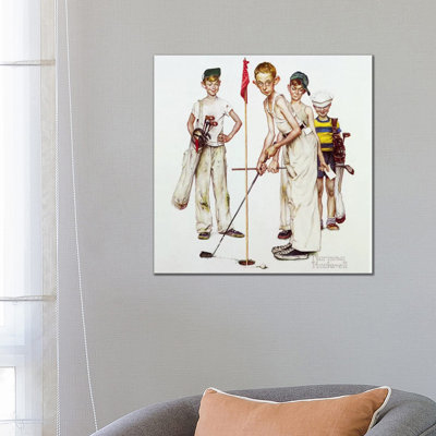 Missed (Four Sporting Boys: Golf) by Norman Rockwell - Wrapped Canvas Painting