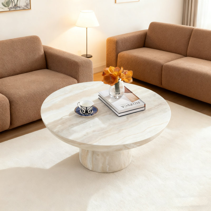 Table basse ronde, Beige