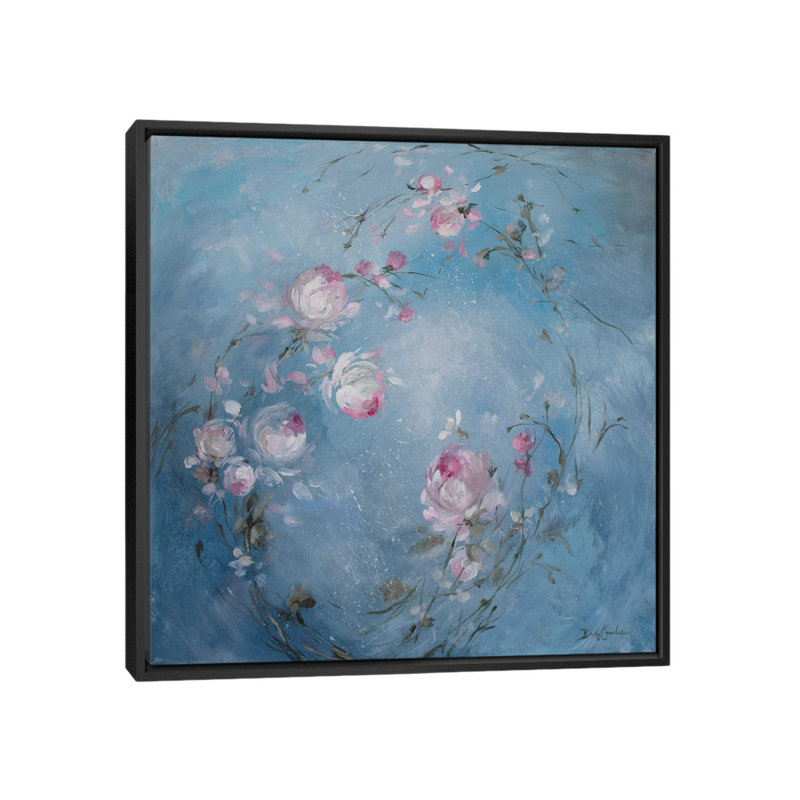 Moonlight rose, reproduction d’art sur toile tendue, H 18 po x l 18 po x P 1,5 po, Toile avec cadre noir, Pas de tapis