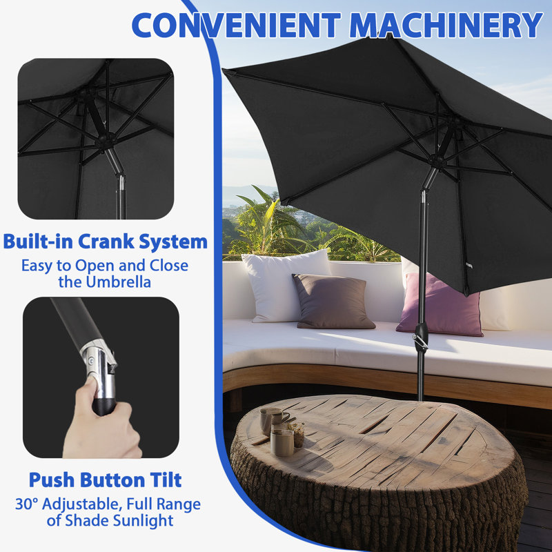Parasol de marché 9 pi avec base Ehmann, Noir