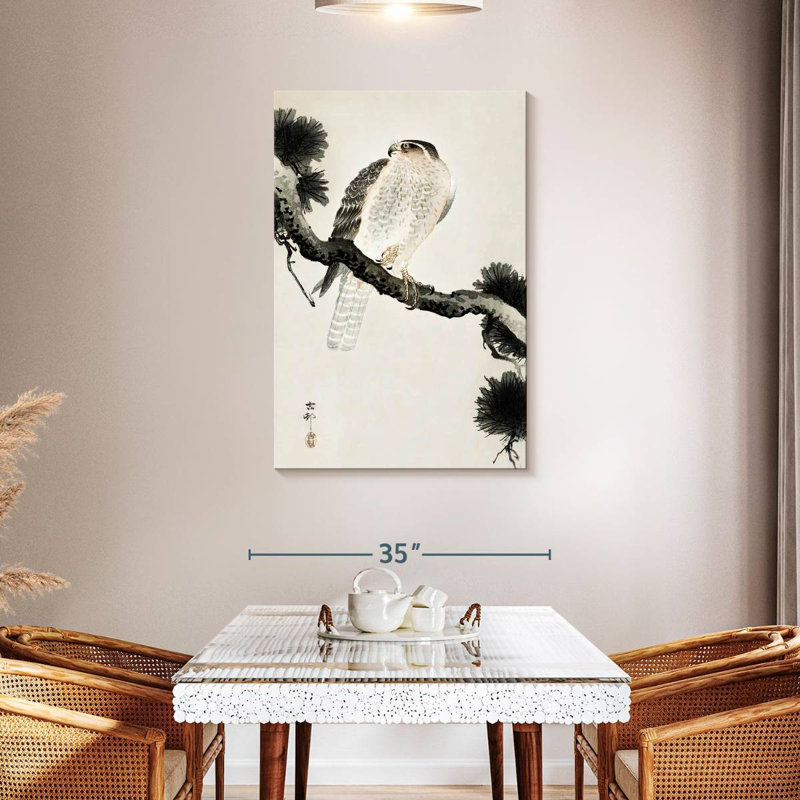 Brampt Hawk On Pine Branch, 45" H x 30" W
