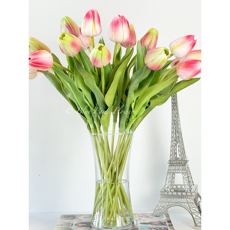 Centre de table 20 po Real Touch, Vert / rose clair