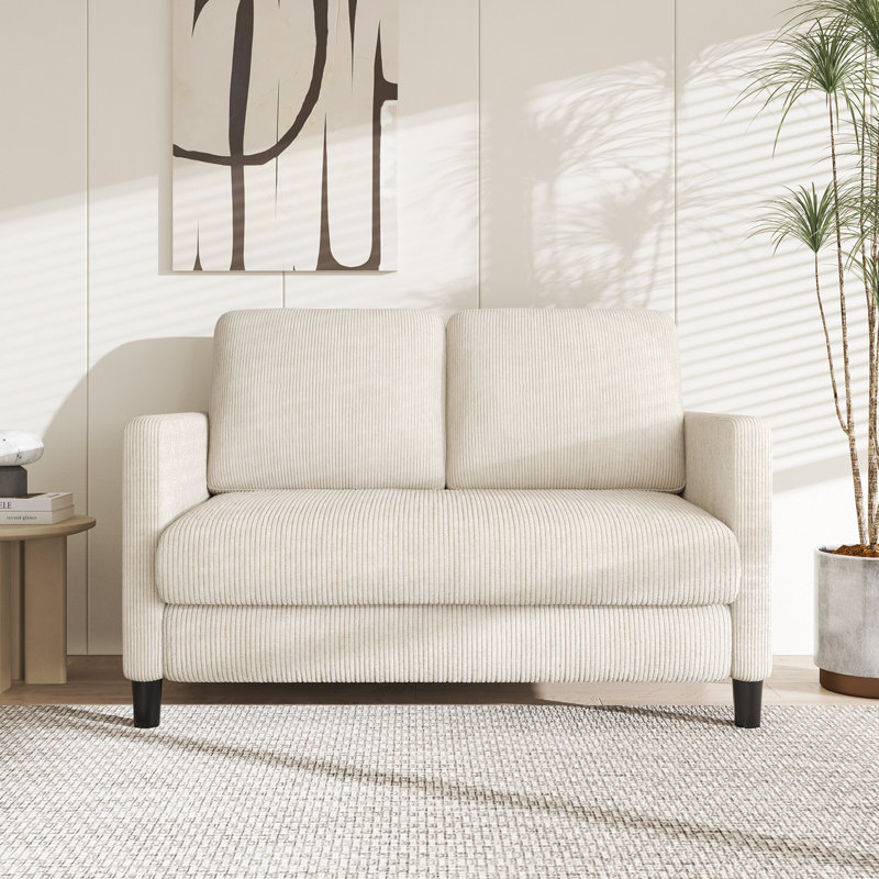 Small 2 Seat 48" Corduroy Sofa, Comfy Sofa Couch W 2 Seater Corduroy Loveseat, Beige