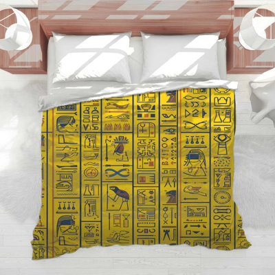 Yellow Hieroglyphic Symbols Comforter
