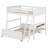 Full Over Full Bunk Bed With Built-In Desk And Storage Drawers, Wooden Bunk Bed Frame With Safety Guard Rails And Ladder-1637203946