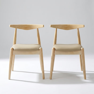 Ensemble de 2 chaises de salle à manger ergonomiques avec revêtement en similicuir et structure en bois massif