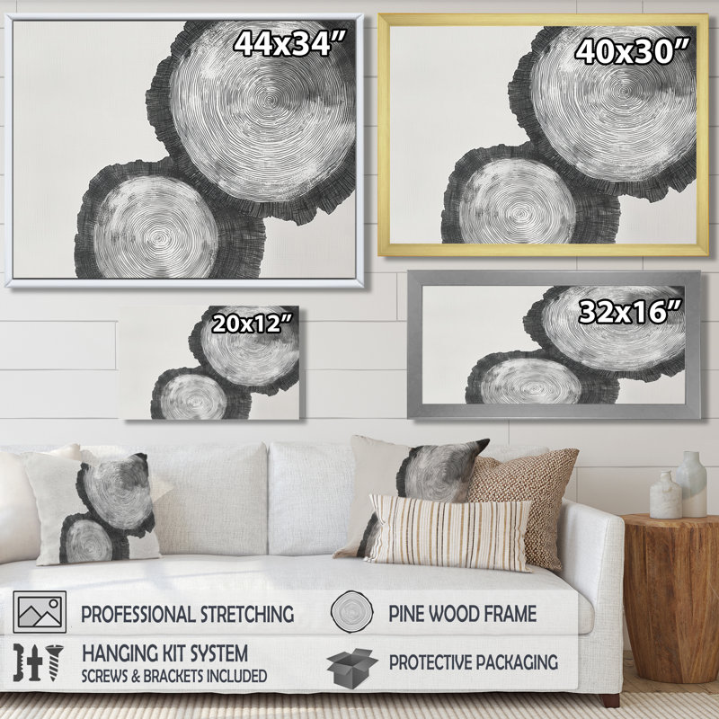 «Grey Celestial Balance», reproduction d'art sur toile grise, H 12 po x l 20 po, Cadre photo unique, Noir