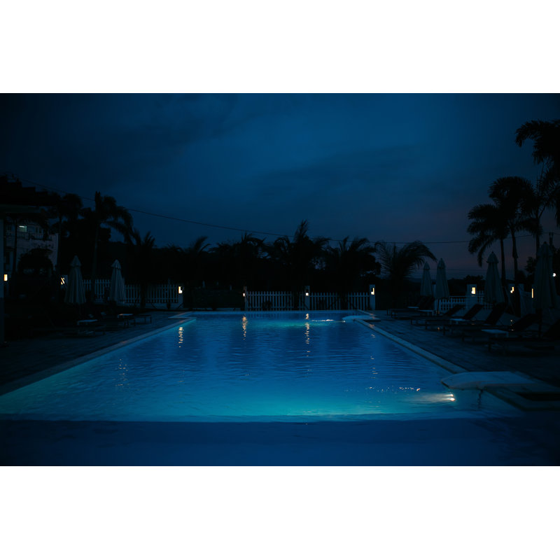 Swimming Pool In Night - Wrapped Canvas Print, 30cm H x 46cm W