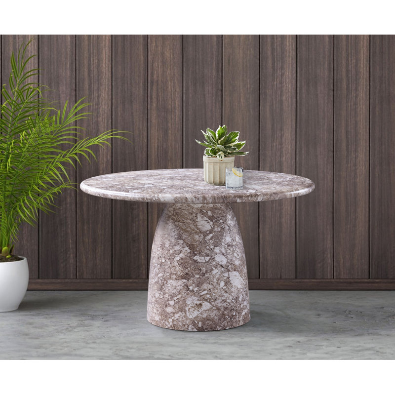 Table de salle à manger C béton, 76 cm (H) x 123 cm (L) x 123 cm (P), Brun