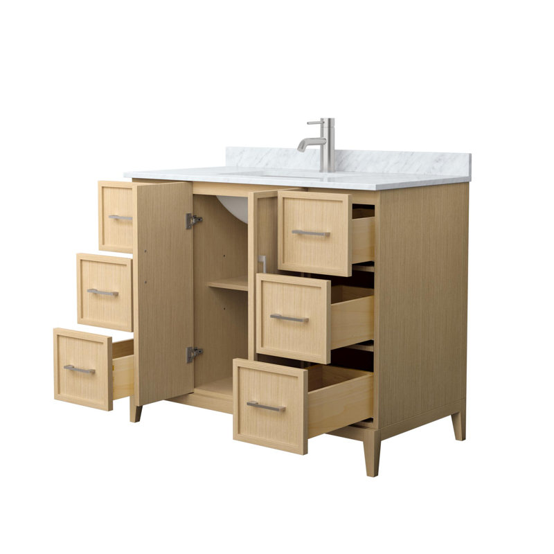 Elan 42" White Oak Single Vanity with Carrara Marble Top