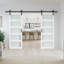 Portes de grange coulissantes doubles 42 po x 84 po en verre trempé givré avec quincaillerie d'installation -94393766