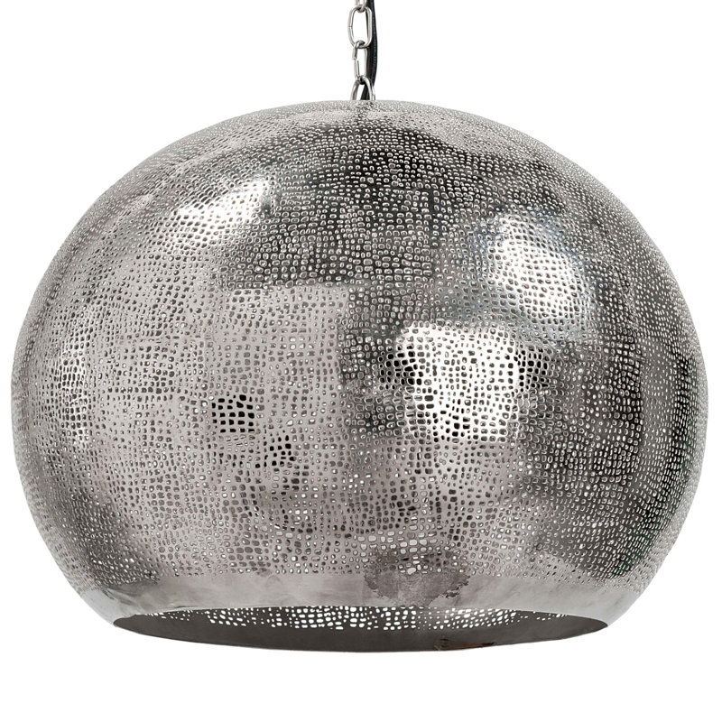 Pierced Metal Sphere Pendant, Polished Nickel
