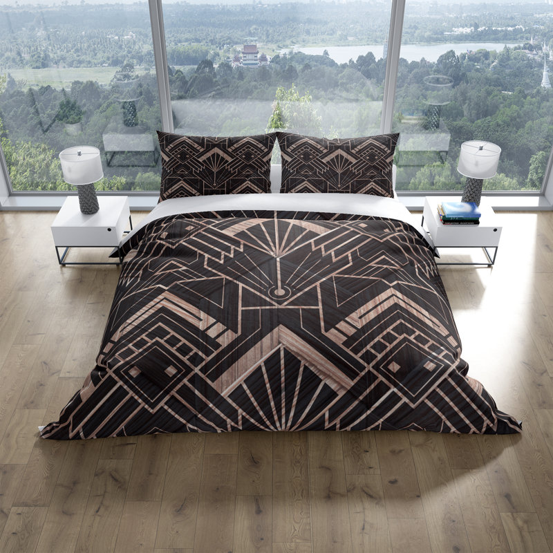 Polyester Geometric Shapes Duvet Cover, Queen Duvet Cover + 2 Shams