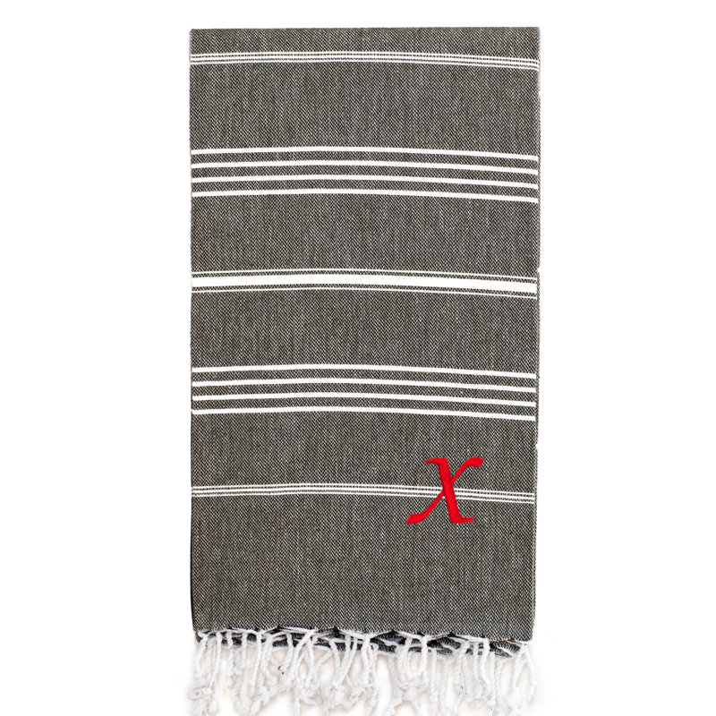 Serviette de plage 100% coton Pestemal Lucky, Gris foncé / Blanc, X