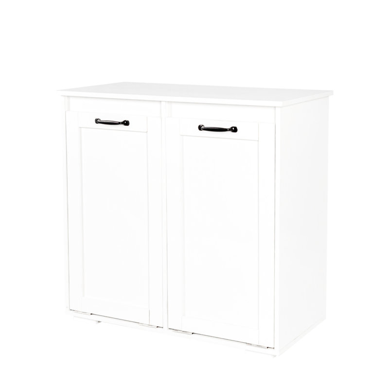 Laundry Cabinet With Removable Liner Bags - Keep Clothes Neat And Tidy White Wooden Hamper 15Mm Particle Board 3Mm Partition Separate Categories