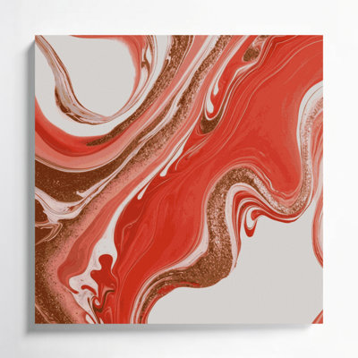 Abstrait art fluide sur toile rouge 58