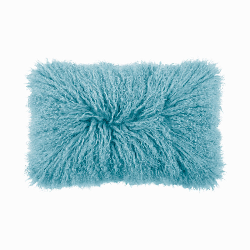 Tibetan Lamb Sheepskin Pillow by Outpost Original, 18" x 10", Seafoam