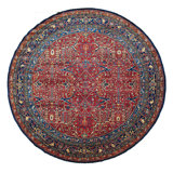 Hand Knotted Wool Oriental Area Rug in Red/Blue