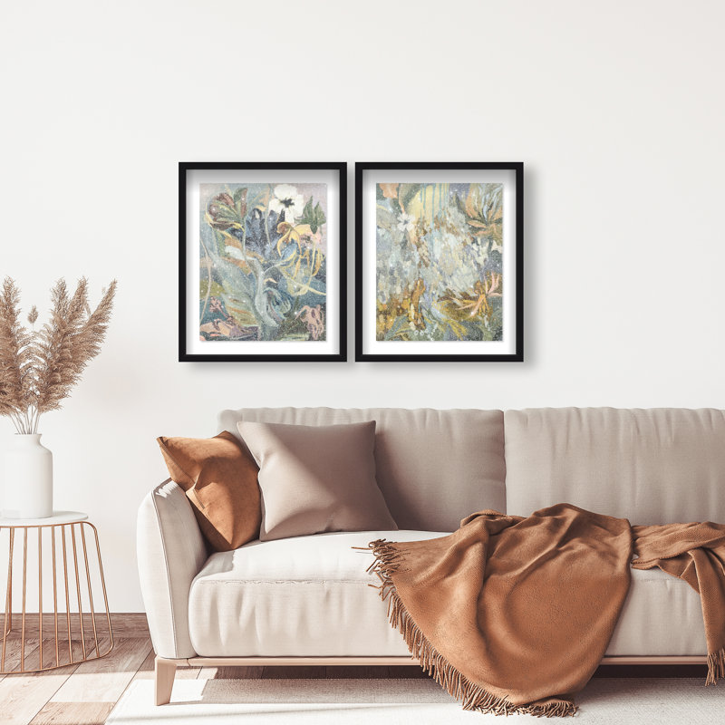 Moss Overlap Set Shadowbox Abstract Print by Oliver Gal, Black Frame, 16 x 20, 75"H x 63"W, Black Shadowbox