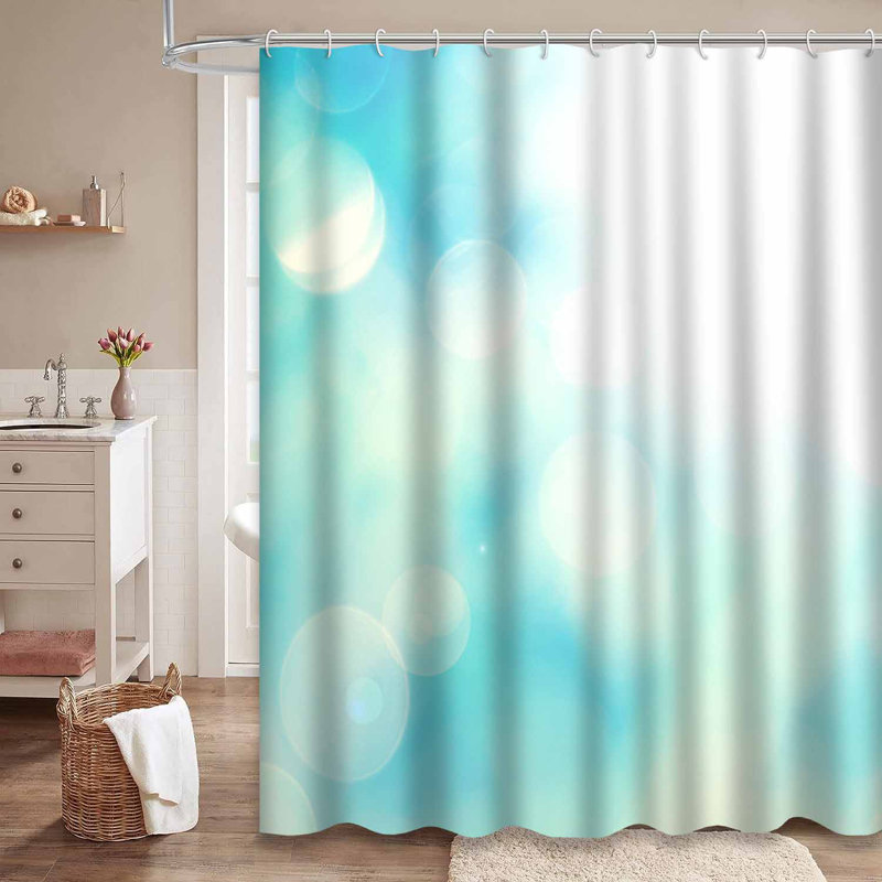 Rideau de douche bleu clair à 12 crochets, 72" L x 84" W