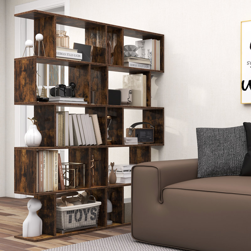 Rufio Geometric Bookcase, Brown
