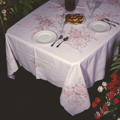 Nikhil Orchid Floral Embroidered Tablecloth