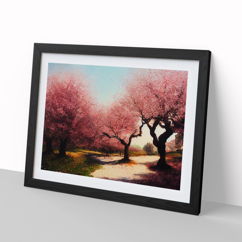 Sparkling Cherry Blossom Trees - Framed Print, Black, 25cm H x 34cm W x 2cm D