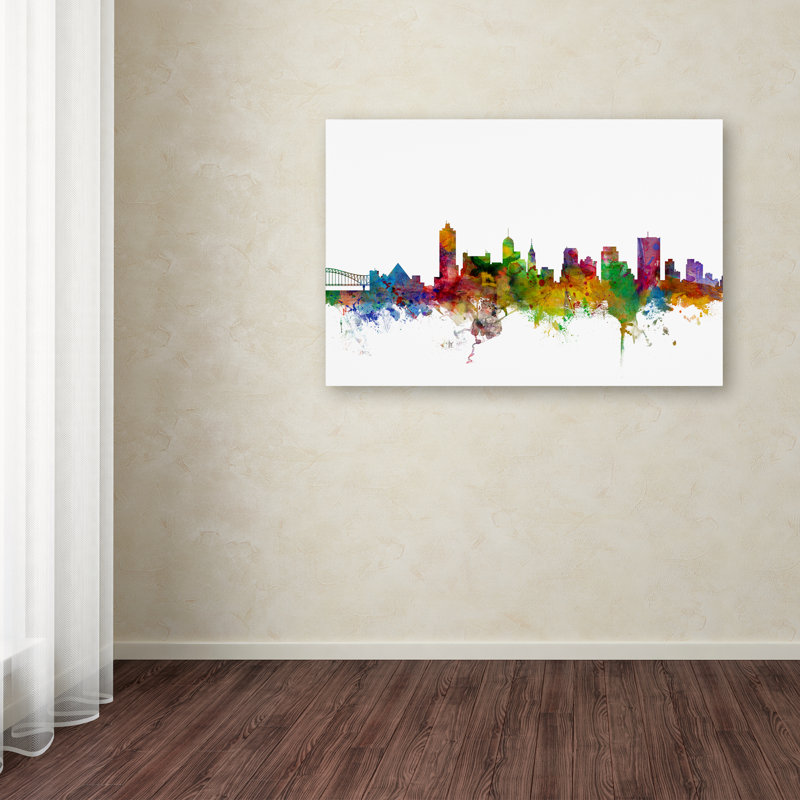 « memphis tennessee horizon », reproduction d’impression sur toile tendue, H 12 po x l 19 po x P 2 po