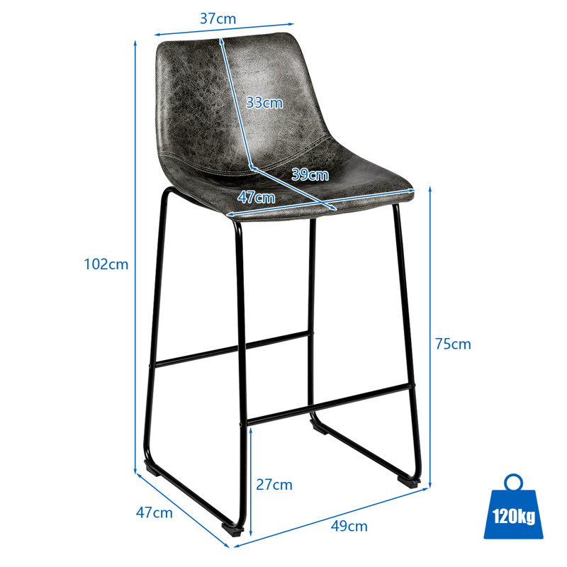 Essoura Upholstered Counter Stool with Metal Frame