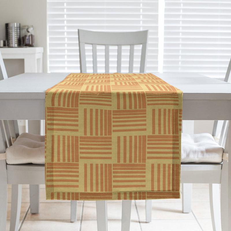 Fractured Stripes Table Runner, 16" x 72", Light Yellow/Orange