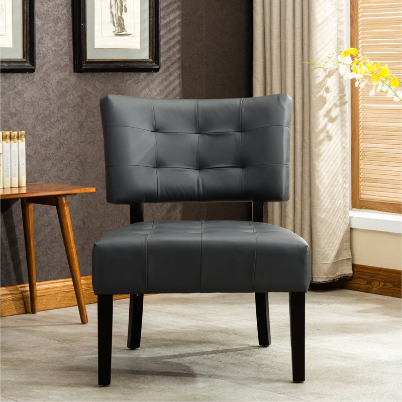 Fauteuil surdimensionné en cuir gris mélangé - Fauteuil d'appoint luxueux et charmant