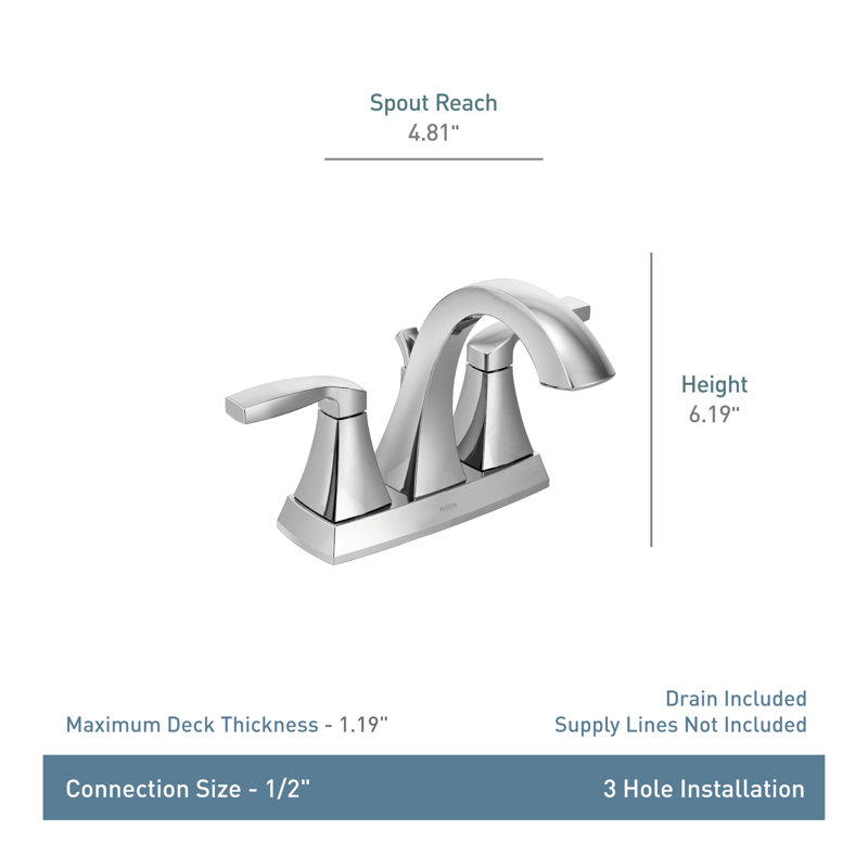 Moen Voss Centerset Bathroom Faucet with Drain Assembly, Polished Nickel