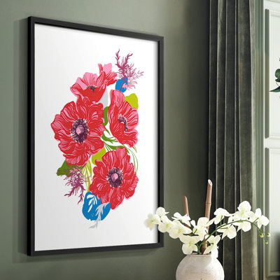 Brilliant Poppies I Framed Print - Solid Wood