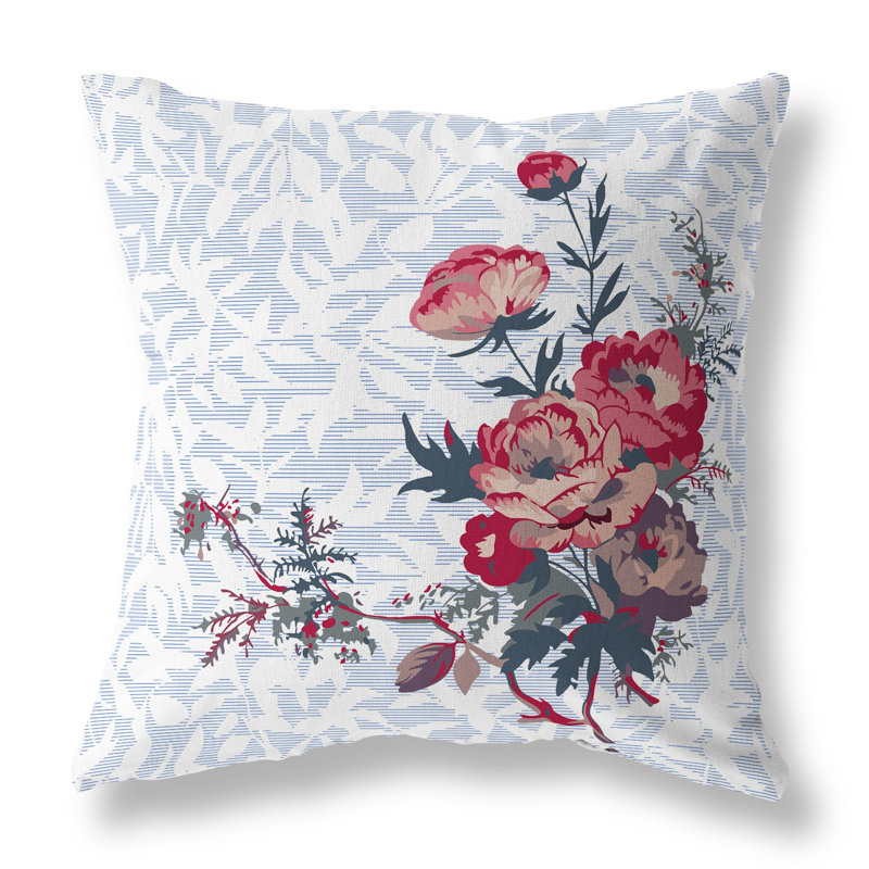 Coussin Opulent Orchid Roses, Bleu/rouge, H 16 po x l 16 po