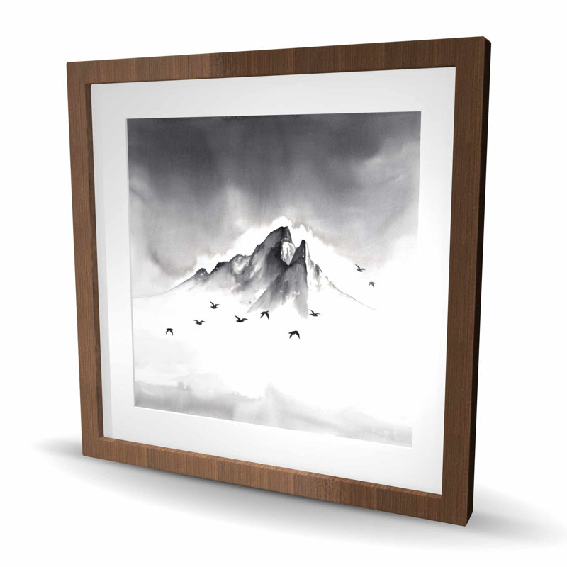 «Mountain peak - Black & White Landscape», reproduction encadrée, H 24 po x l 24 po