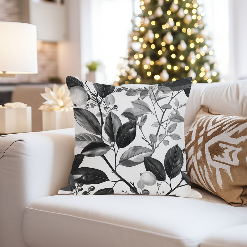 Botanical Pattern Black & White I Leaves, 20"H x 20"W