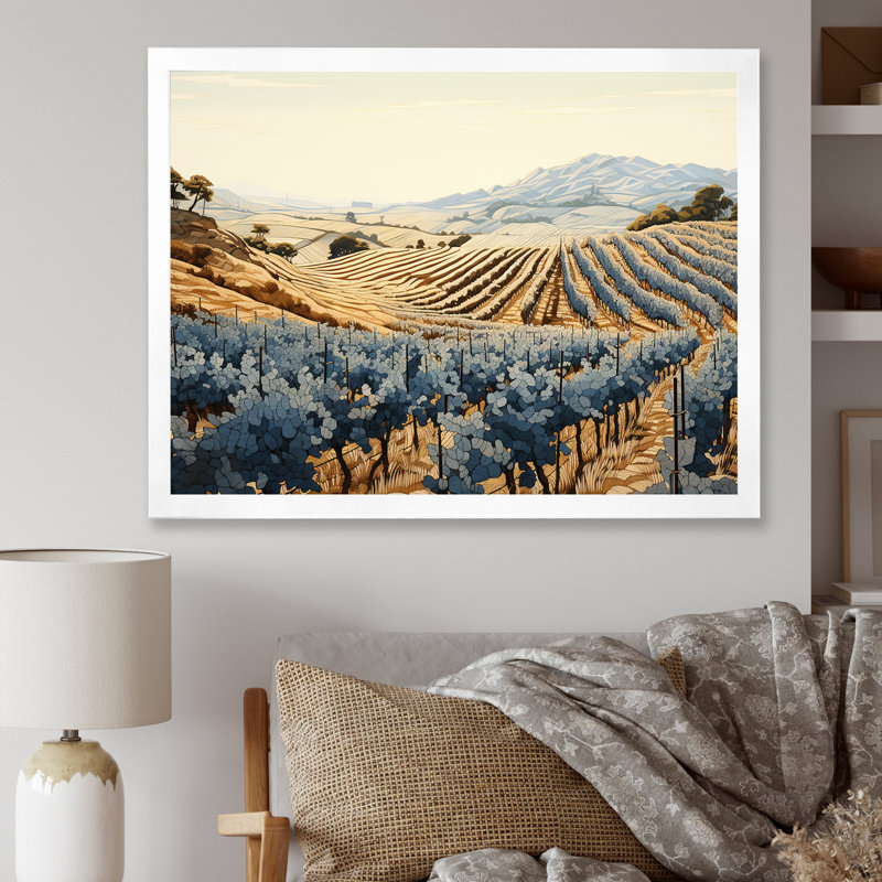 Minimalisme vignoble sur toile de fond, Cadre simple blanc, H 16 po x l 32 po x P 1 po