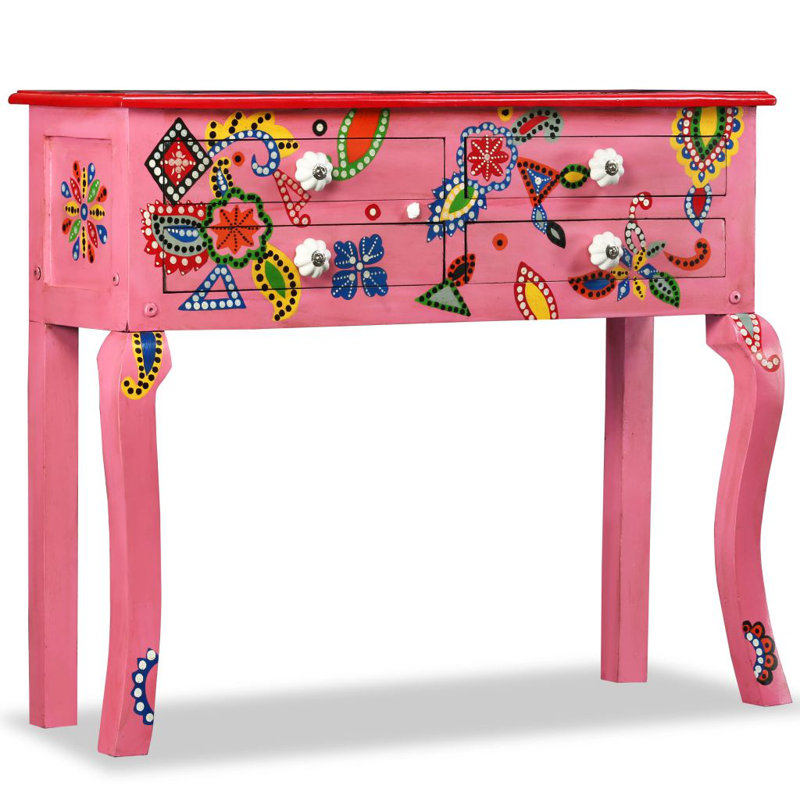Carmella 90cm Solid Wood Console Table, Pink