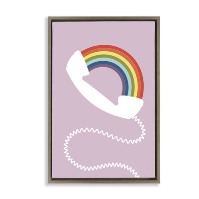 Rainbow Phone on Framed Floater Canvas by Martina Pavlova