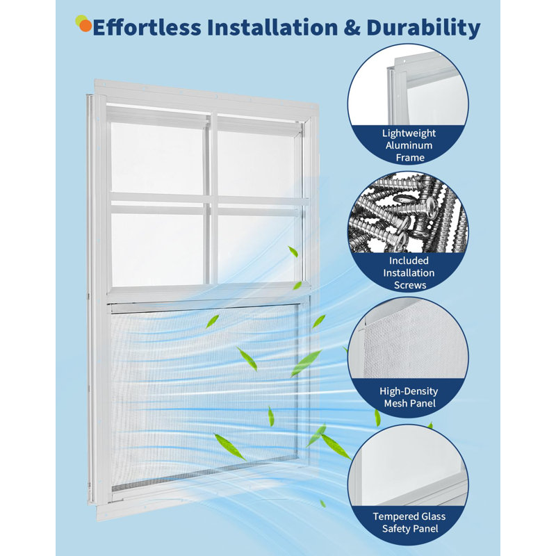 Paquet de 1 petite fenêtre coulissante pour fenêtre de 12 po x 18 po avec cadre en alliage d'aluminium et écran en fibre de verre pour poulailler