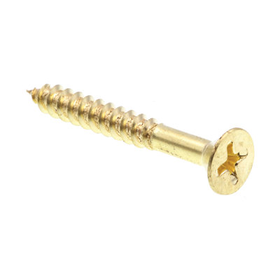 Wood Screws, Flat Head, Phillips Drive, #10 X 1-1/2 in., Solid Brass (100 Pack)