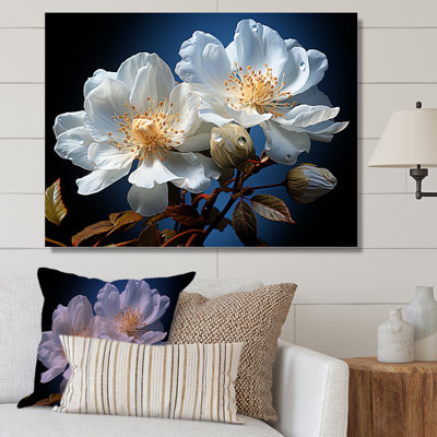 Fleurs transparentes blanches et bleues - impressions murales fleurs