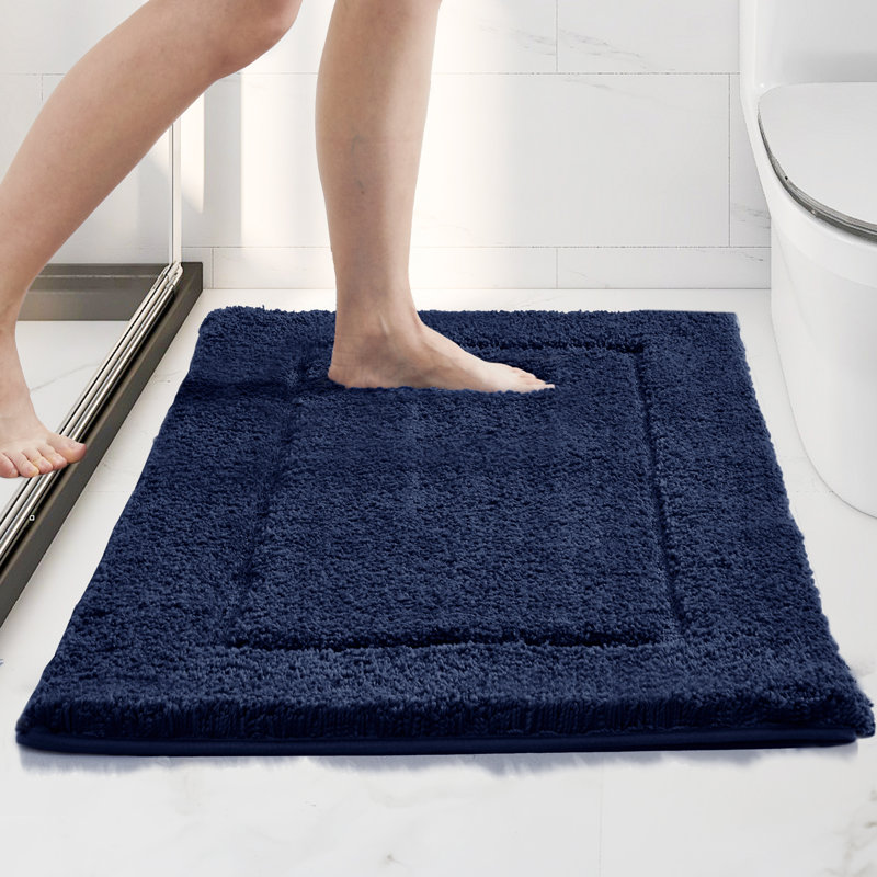 Super Soft Thick Plush Tufted Bathroom Rug, Navy, 17" W x 24" L