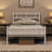 Minimalist Metal Slatted Bed Platform with Arrow Design Headboard-1221195390-1221307263