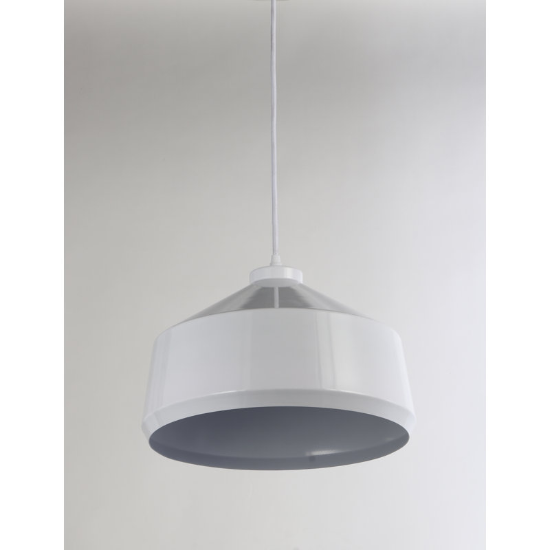 Luminaire suspendu conique 1 lumière Brantner, blanc