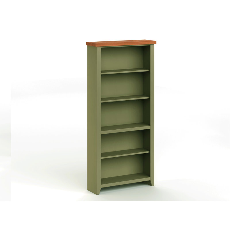 Bibliothèque 72 pouces de haut à 5 tablettes, Vert sauge / whisky